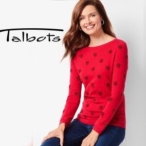 TALBOTS Tinsel-Dot Bateau-Neck Sweater, Size Small